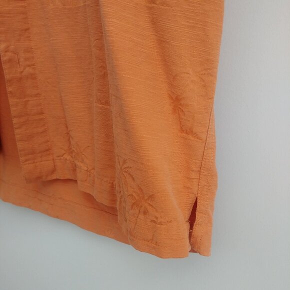 Van Heusen Mens 100% silk orange short sleeve button down shirt Medium - Picture 5 of 15